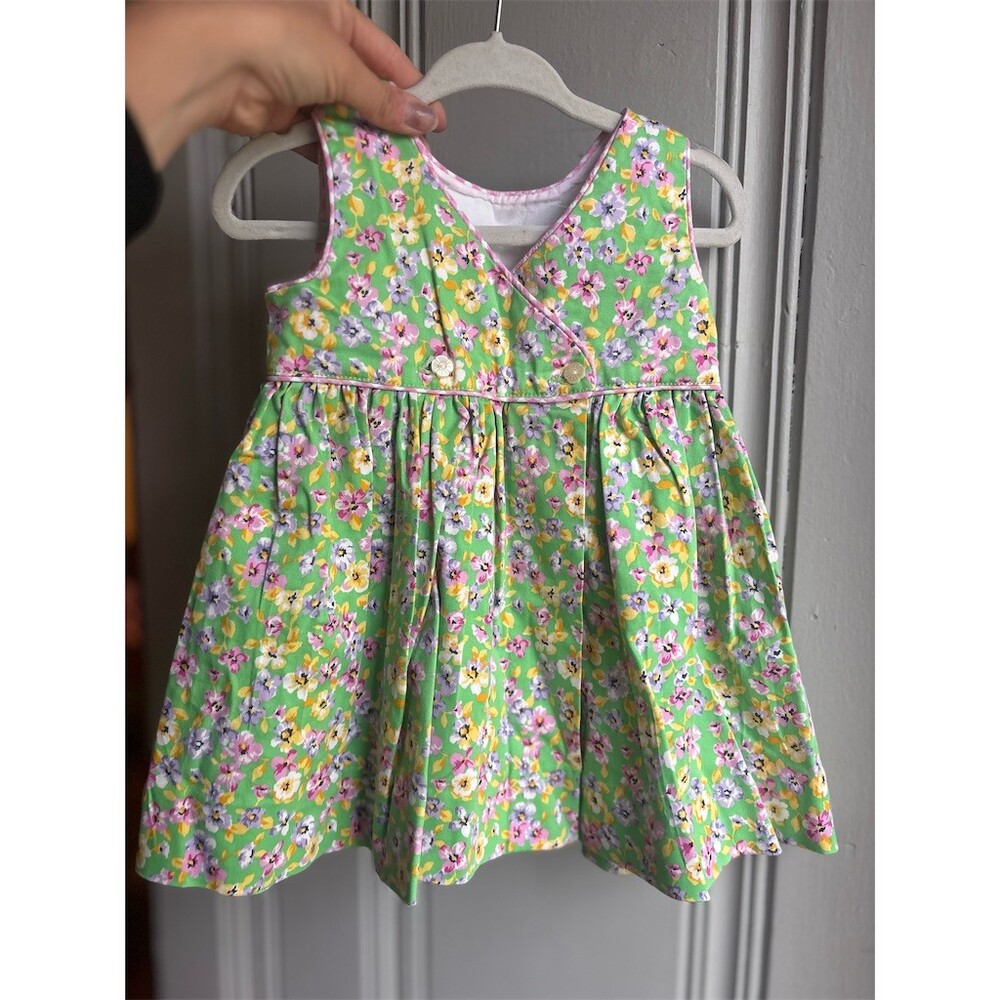 Ralph Lauren Baby Girl Floral Sleeveless Dress & Bloomers Set 9M Green - Picture 3 of 5